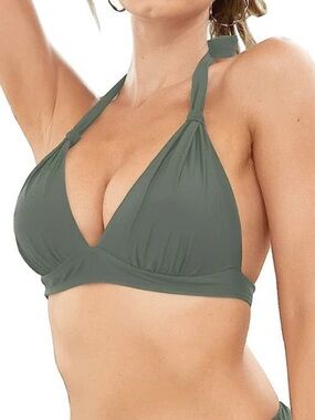YONIQUE Sage Green Halter Push Up Triangle Bikini Top Women’s Size Medium